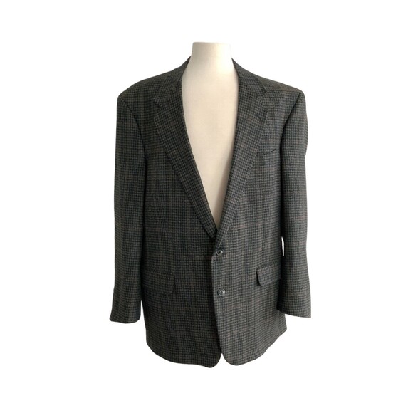 100% Wool Burberrys Jacket Plaid Long Sleeve 2 Button Blazer Sports Coat 46 - Picture 1 of 15